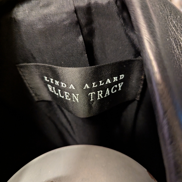 NWOT Linda Allard Ellen Tracy Blk Leather One Button Blazer Sz 12R - Picture 7 of 7